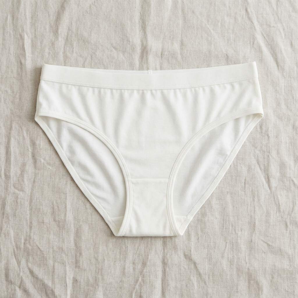 Bamboo bikini in white, folded flat-lay