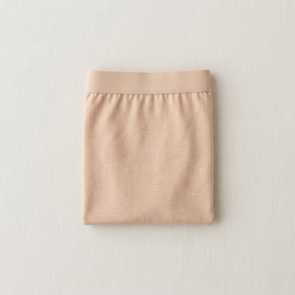 Bamboo bikini in beige, folded flat-lay