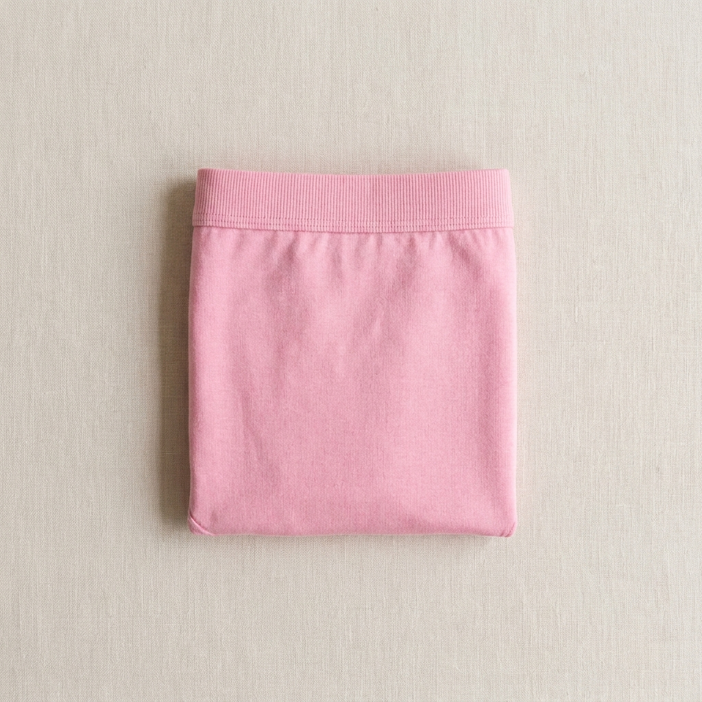Bamboo bikini in pink, folded flat-lay